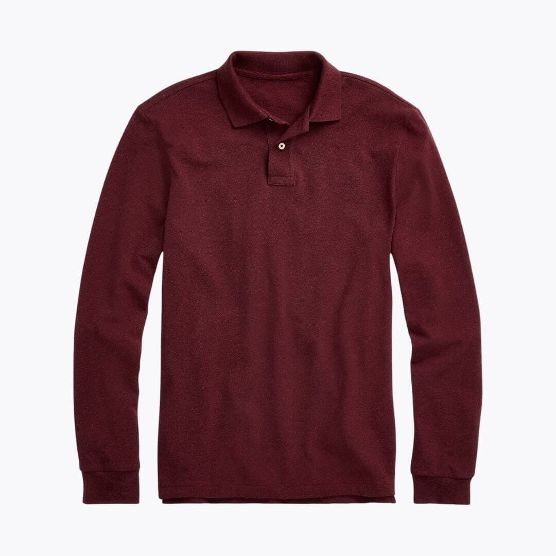 Long-Sleeve Mesh Cotton Polo Shirt RF3OC3WOVB8