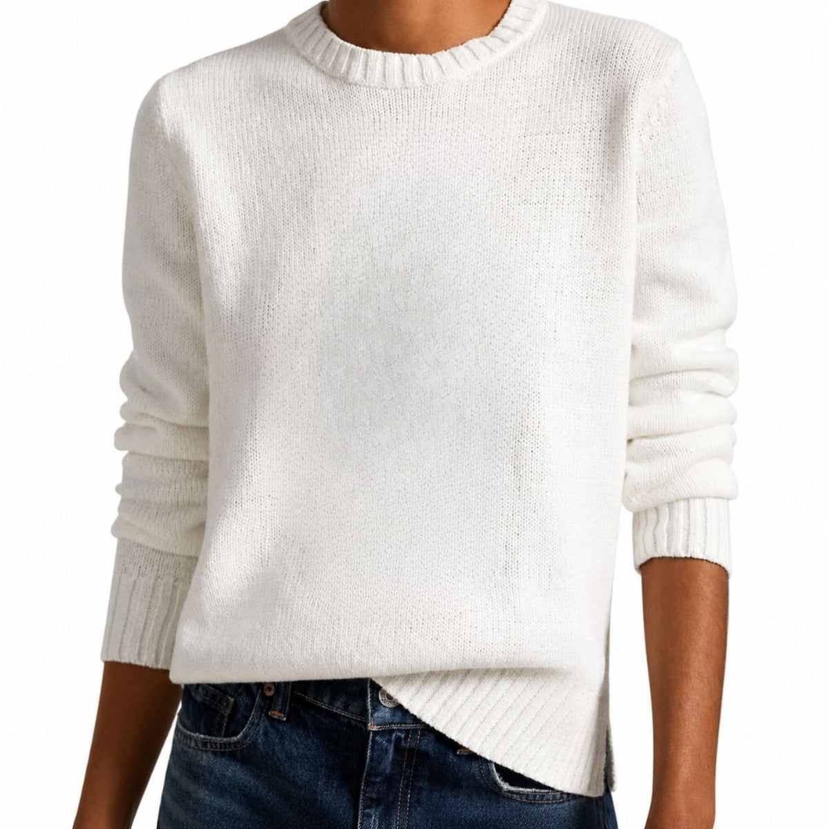 Linen-Cotton Crewneck Sweater RF3OC3ZHAX0