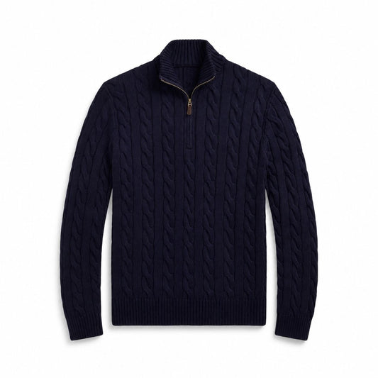 Chunky Cable-Knit Cotton Quarter-Zip Sweater RF3OC3TOPL0