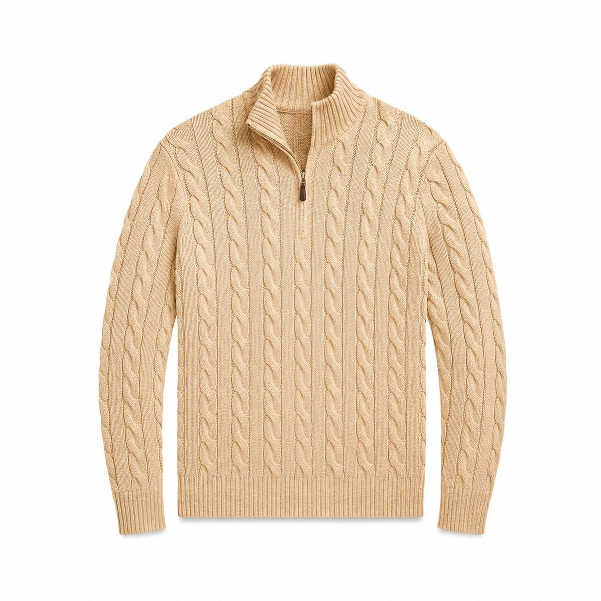 Chunky Cable-Knit Cotton Quarter-Zip Sweater RF3OC3TOPL0
