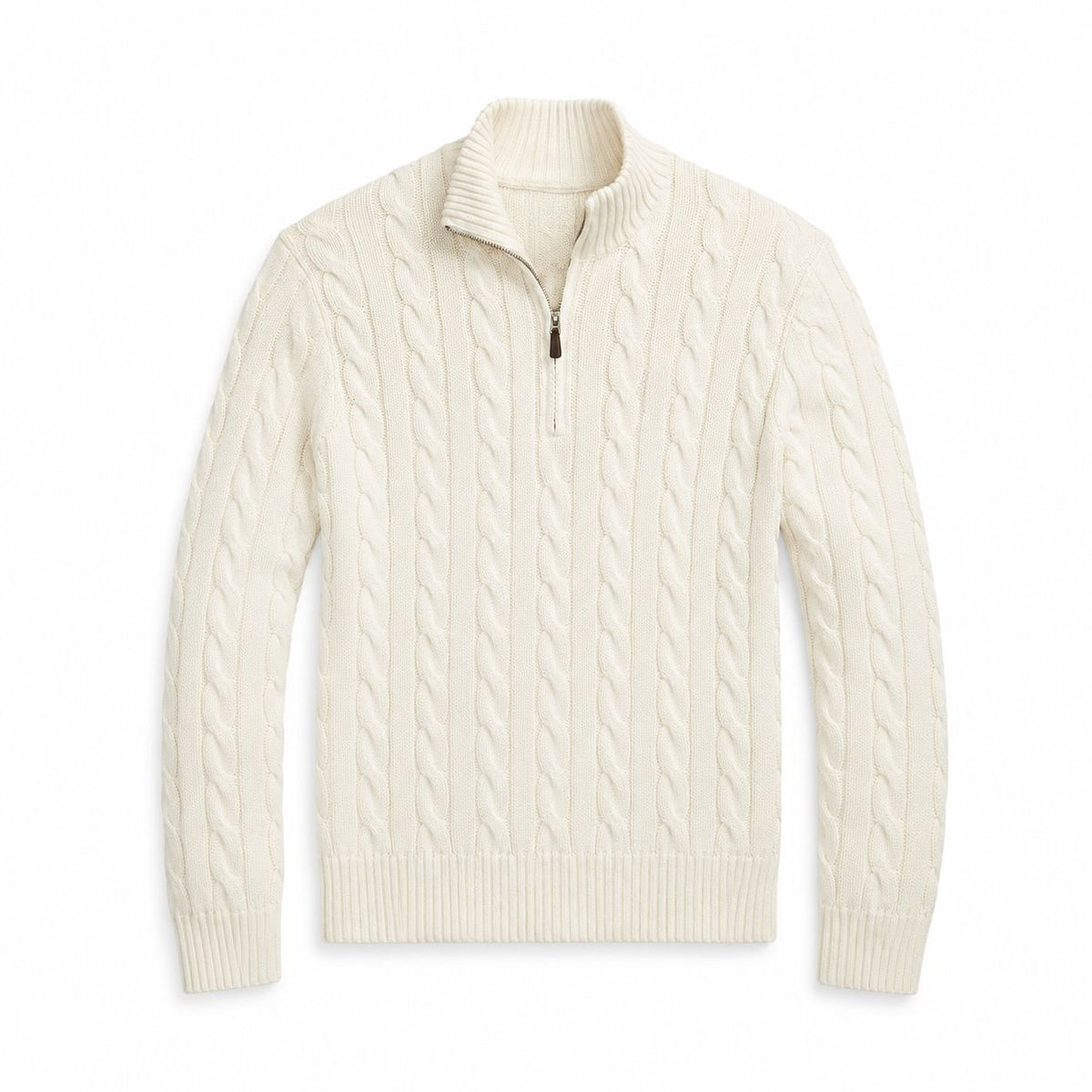 Chunky Cable-Knit Cotton Quarter-Zip Sweater RF3OC3TOPL0