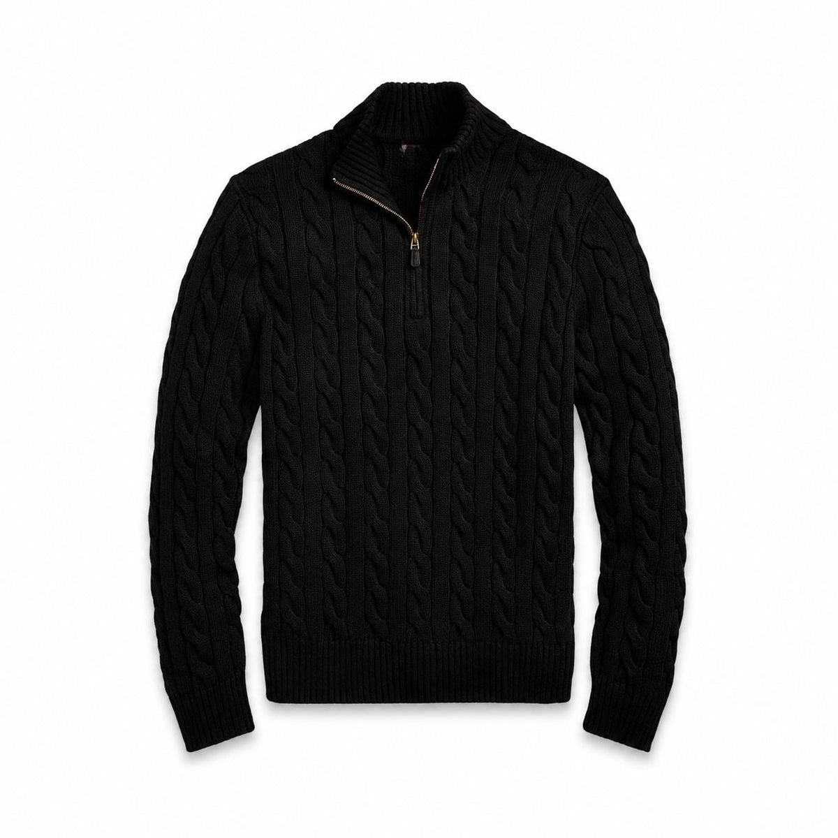 Chunky Cable-Knit Cotton Quarter-Zip Sweater RF3OC3TOPL0