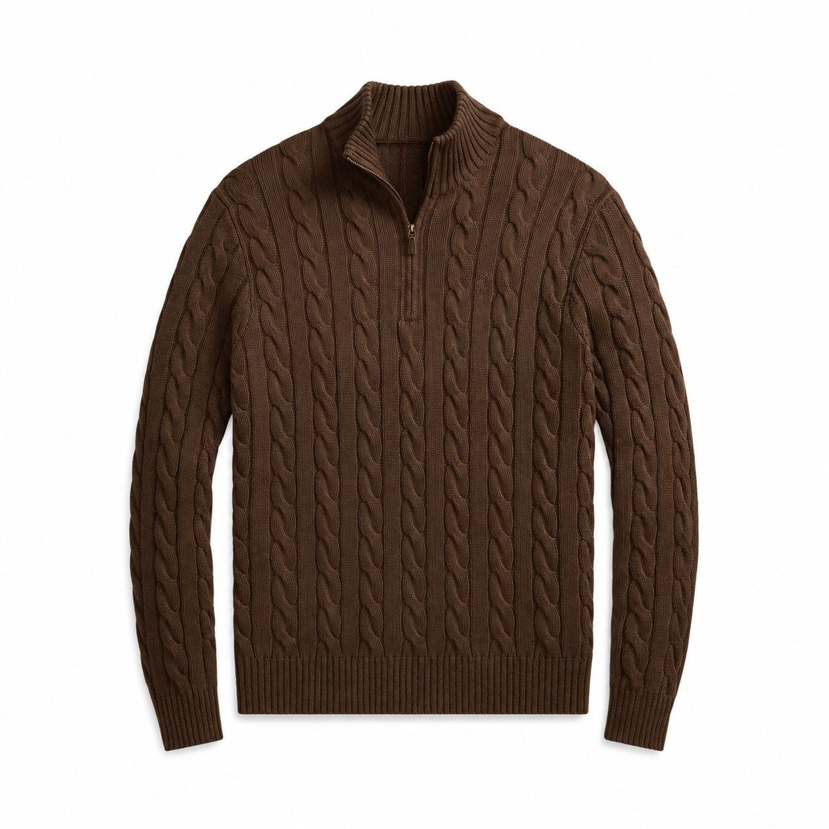 Chunky Cable-Knit Cotton Quarter-Zip Sweater RF3OC3TOPL0