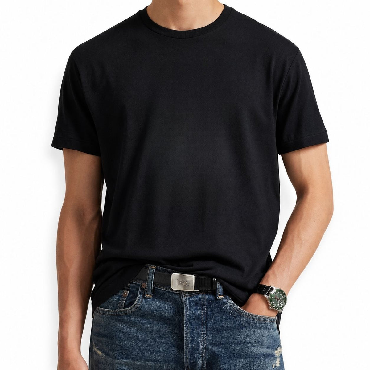 Classic Fit Jersey T-Shirt Black RF3OC3UCL8K