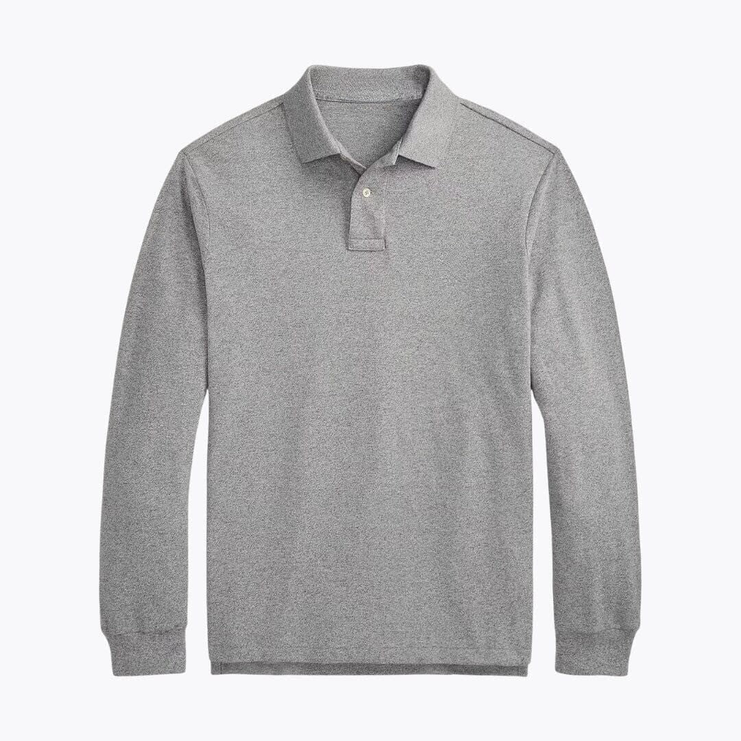 Long-Sleeve Mesh Cotton Polo Shirt RF3OC3WOVB8
