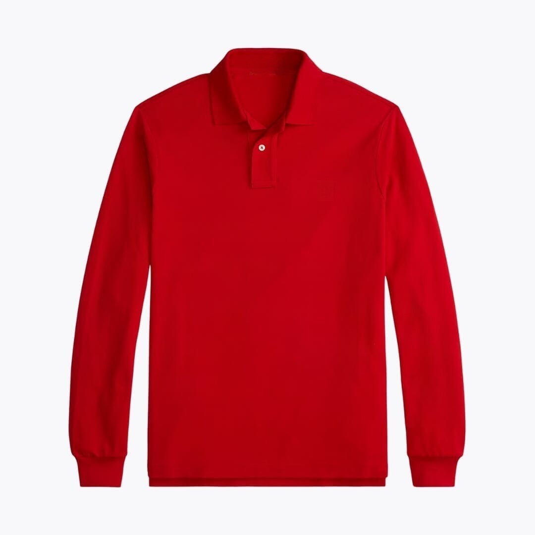 Long-Sleeve Mesh Cotton Polo Shirt RF3OC3WOVB8