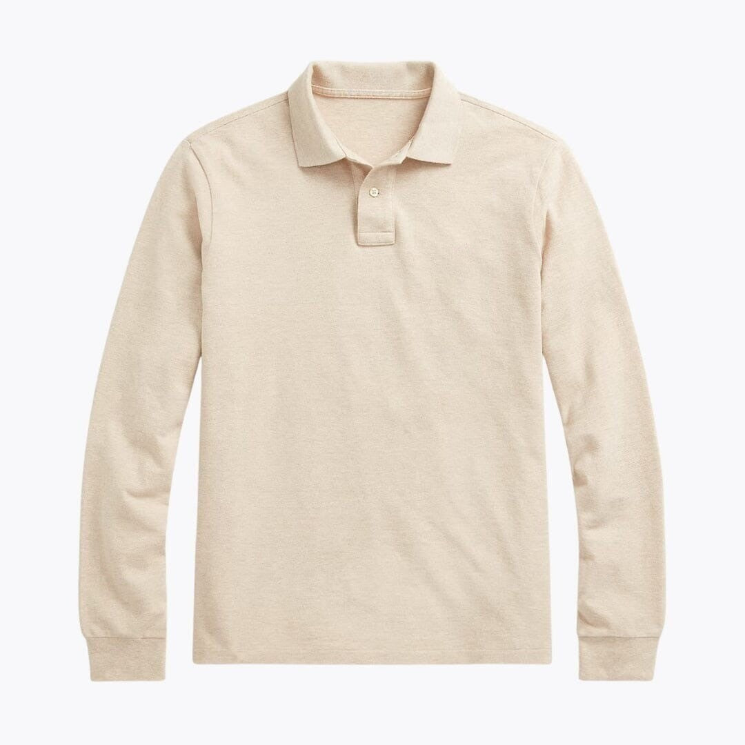 Long-Sleeve Mesh Cotton Polo Shirt RF3OC3WOVB8