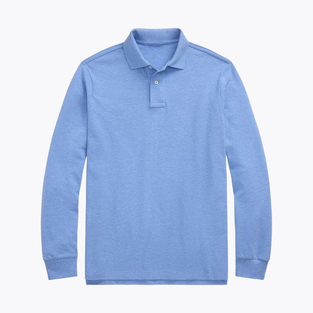 Long-Sleeve Mesh Cotton Polo Shirt RF3OC3WOVB8
