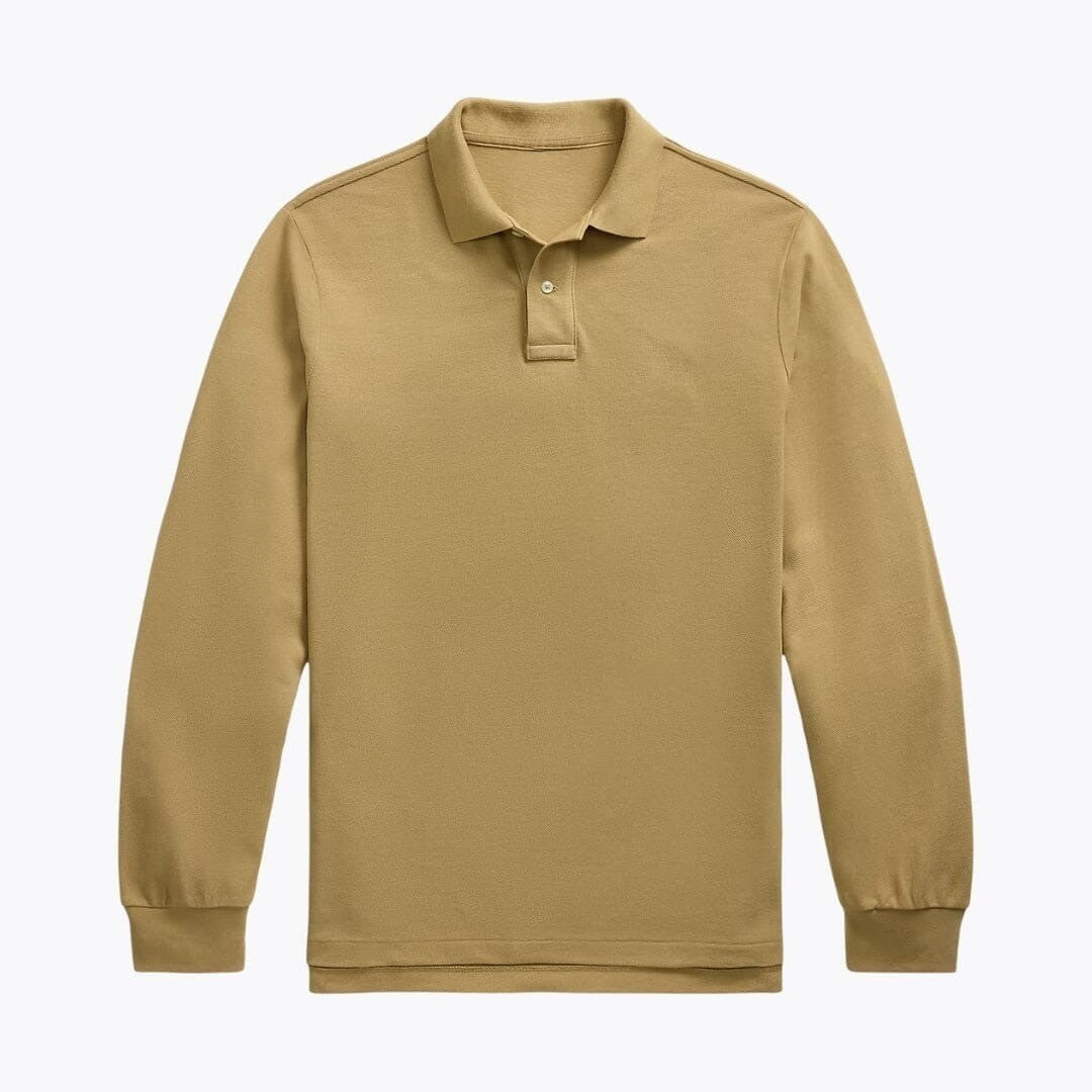 Long-Sleeve Mesh Cotton Polo Shirt RF3OC3WOVB8