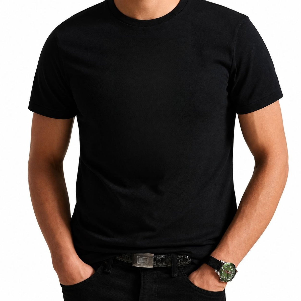 Cotton T-Shirt - Slim Fit Crew Neck RF3OC3Y216S