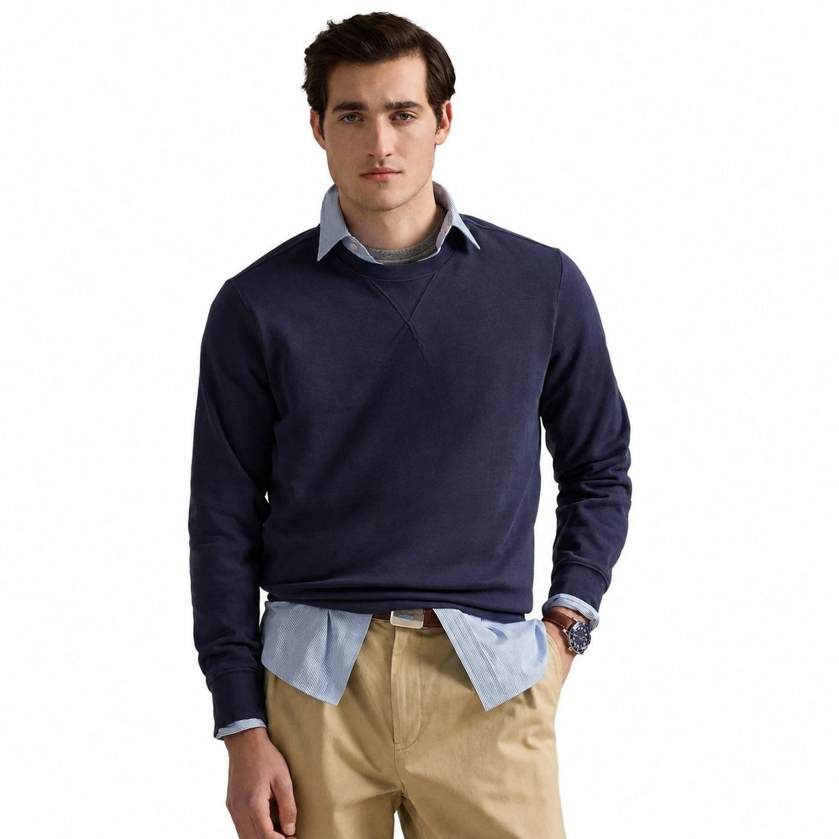 Fleece Sweatshirt - Cotton Blend, Ribbed Trim RF3OC3Z7GXW