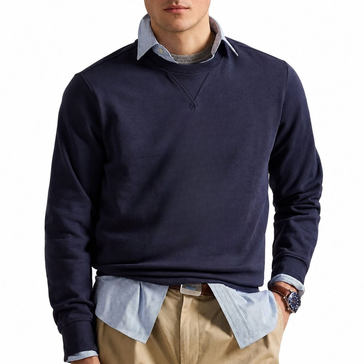 Fleece Sweatshirt - Cotton Blend, Ribbed Trim RF3OC3Z7GXW