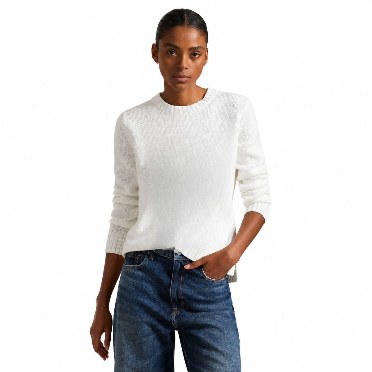 Linen-Cotton Crewneck Sweater RF3OC3ZHAX0