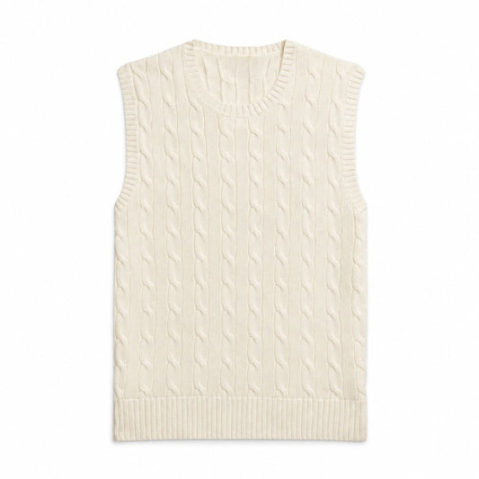 Cable-Knit Cotton Sweater Vest RF3OC40QYDG