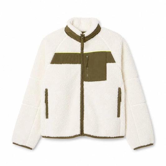 Colour-Block Sherpa Fleece Jacket RF3OC3BOGHW