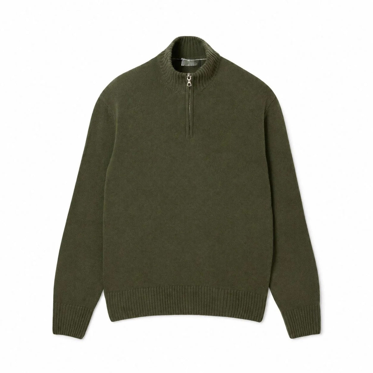 Men's Zipped High-Neck Combed Wool Sweater RF3OC3C1SW4