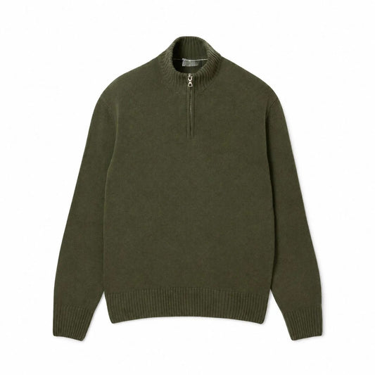 Men's Zipped High-Neck Combed Wool Sweater RF3OC3C1SW4