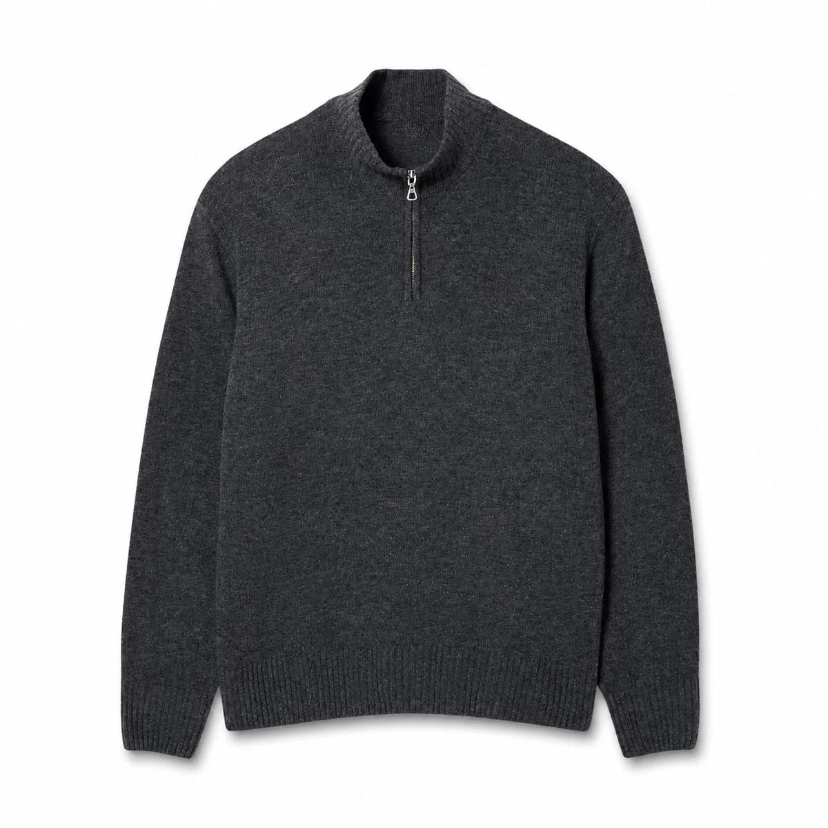 Men's Zipped High-Neck Combed Wool Sweater RF3OC3C1SW4