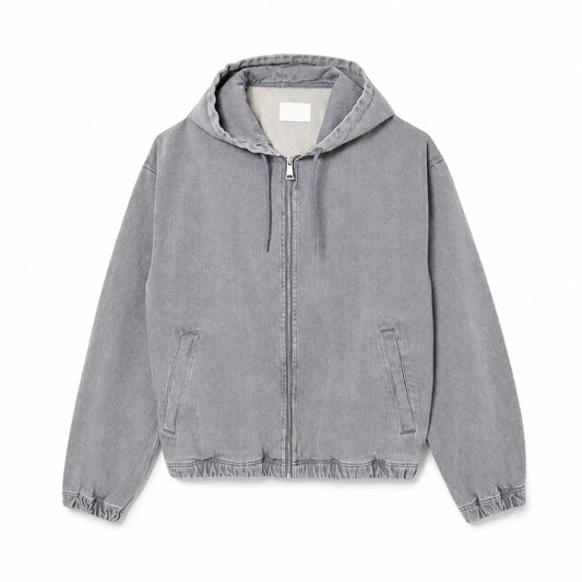 Hooded Denim Jacket With Wash Effect RF3OC3CR344