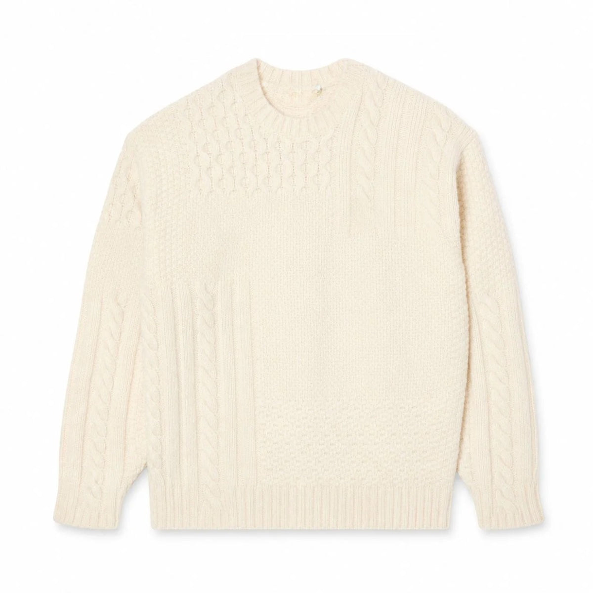 Relaxed Fit Patchwork-Effect Wool Pullover RF3OC3DWIV8