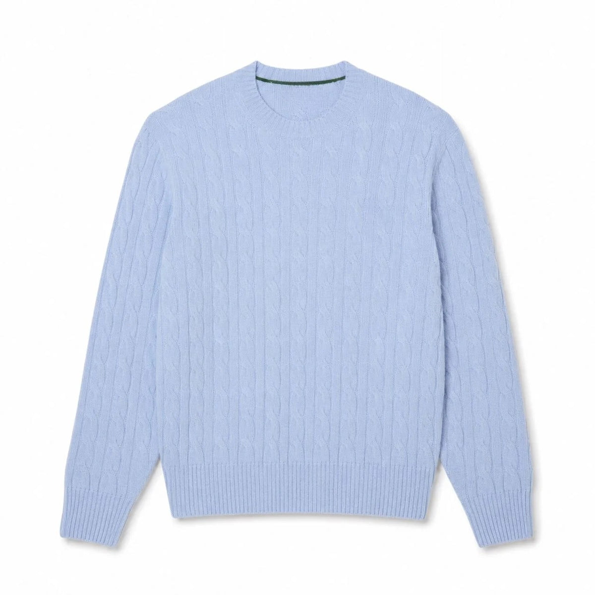 Cable Knit Sweater in Combed Wool with Crew Neck RF3OC3FY9OK