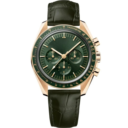 Chronograph 42mm Green Dial Leather Strap RF3OC3NOE4K