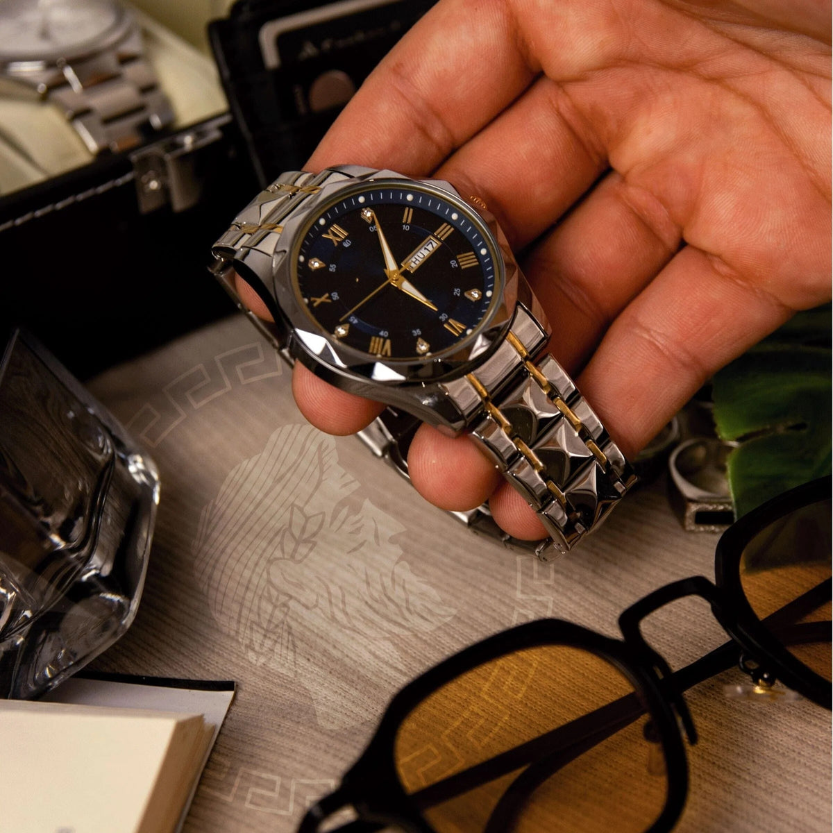 Luminous Steel 40mm Men's Watch - Water Resistant | Stainless Steel RF3OC3RY7B8