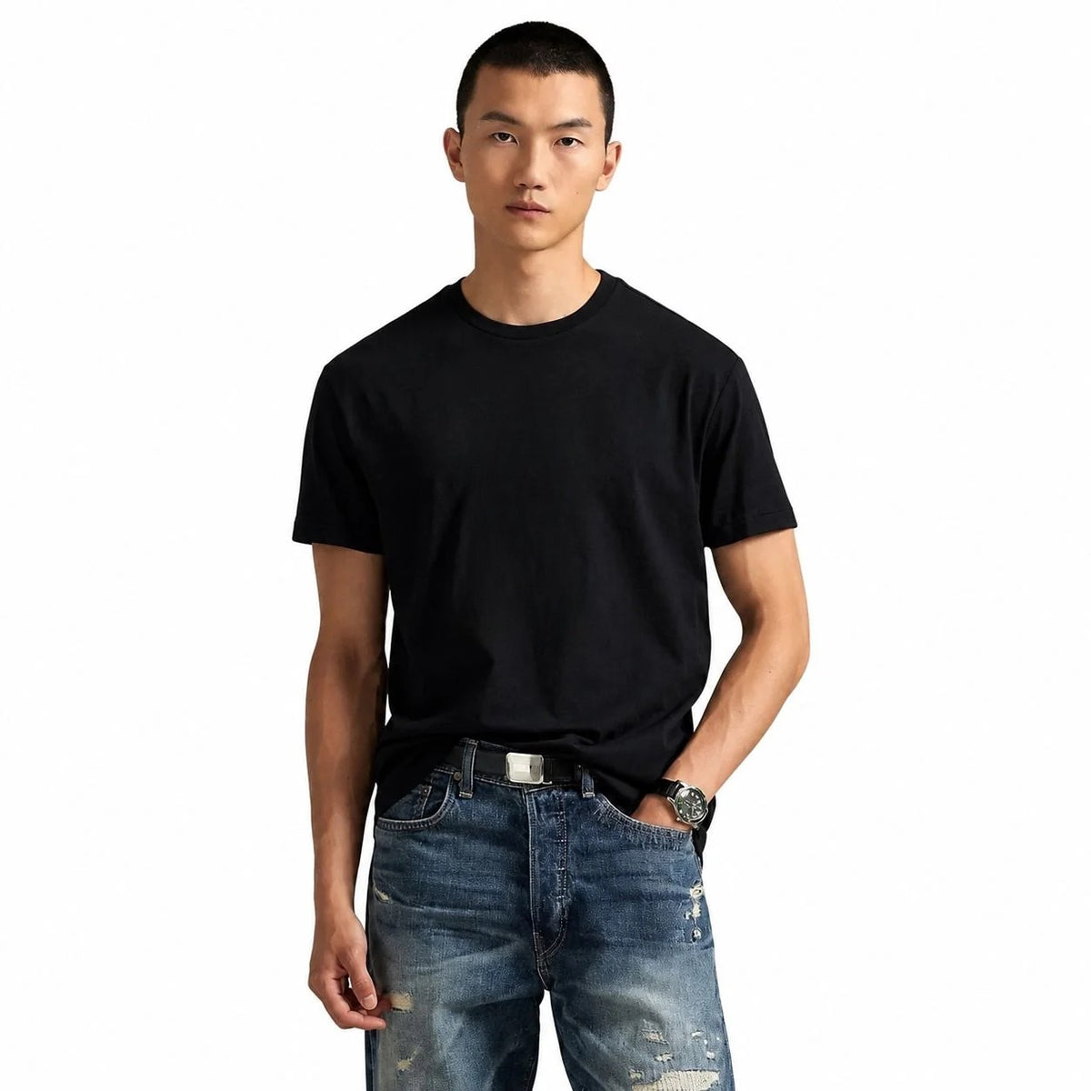 Classic Fit Jersey T-Shirt Black RF3OC3UCL8K