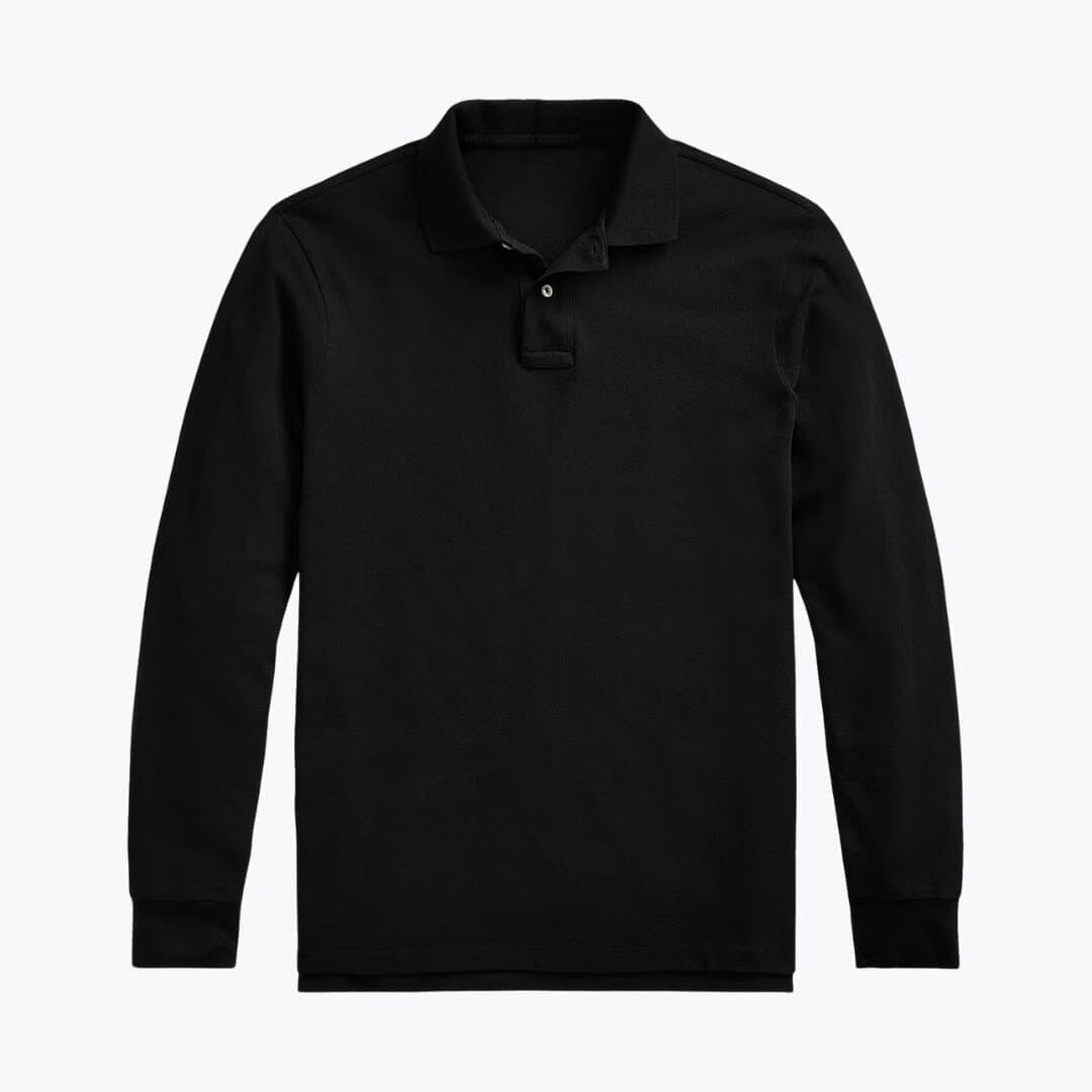 Long-Sleeve Mesh Cotton Polo Shirt RF3OC3WOVB8