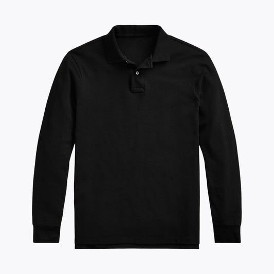 Long-Sleeve Mesh Cotton Polo Shirt RF3OC3WOVB8