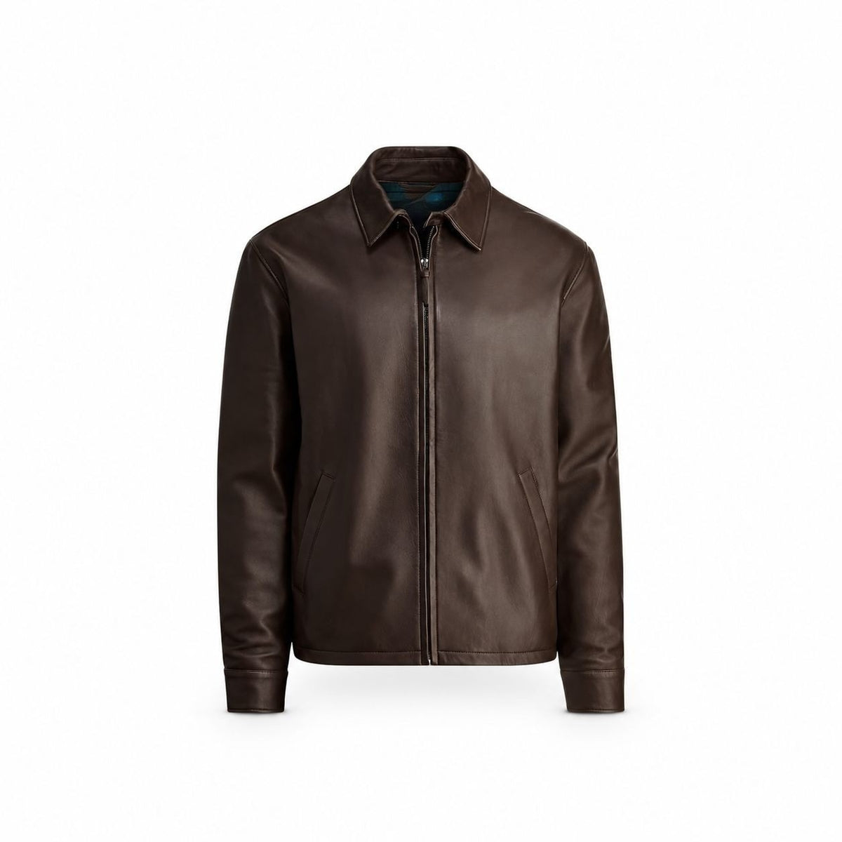 Leather Jacket - Full-Grain Leather, Plaid Lining RF3OC3WPKLG