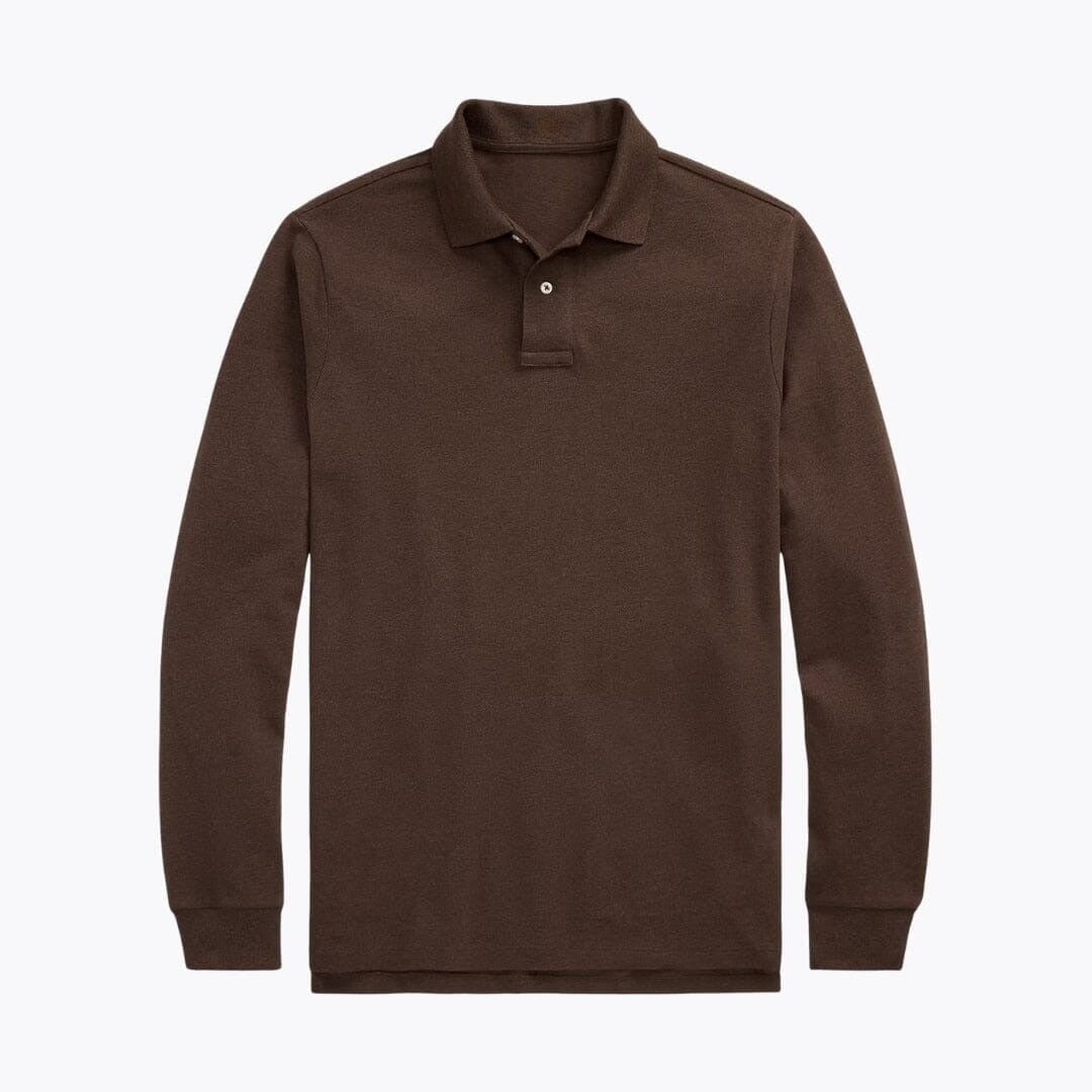 Long-Sleeve Mesh Cotton Polo Shirt RF3OC3WOVB8