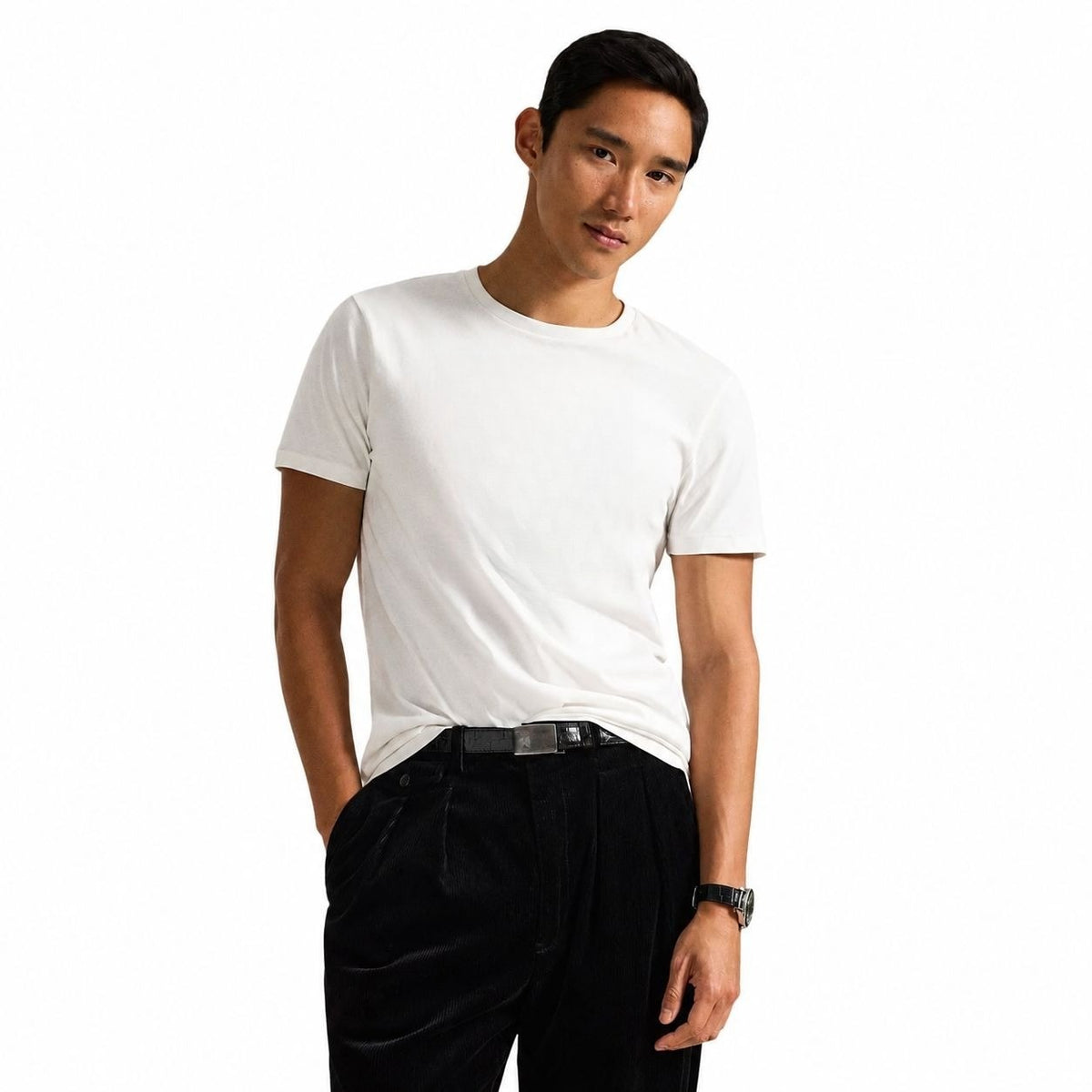 Cotton T-Shirt - Slim Fit Crew Neck RF3OC3Y216S