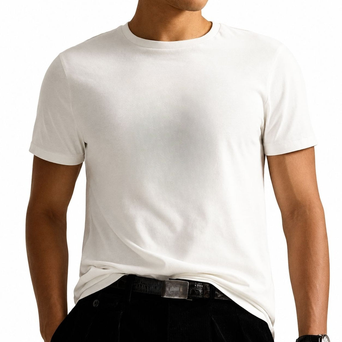 Cotton T-Shirt - Slim Fit Crew Neck RF3OC3Y216S
