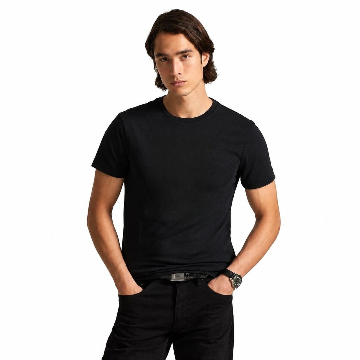 Cotton T-Shirt - Slim Fit Crew Neck RF3OC3Y216S