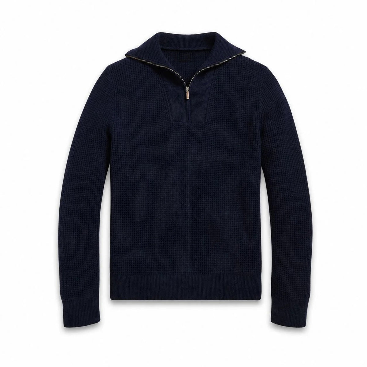 Waffle-Knit Wool-Cotton Quarter-Zip Sweater RF3OC42DY84