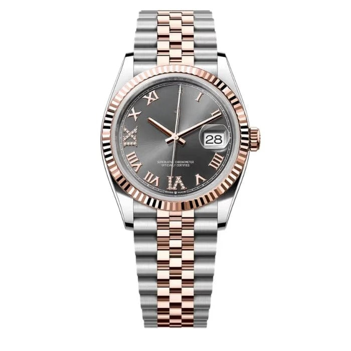 Dark Rhodium Dial Fluted Bezel Watch 36mm RF3OC43R43O