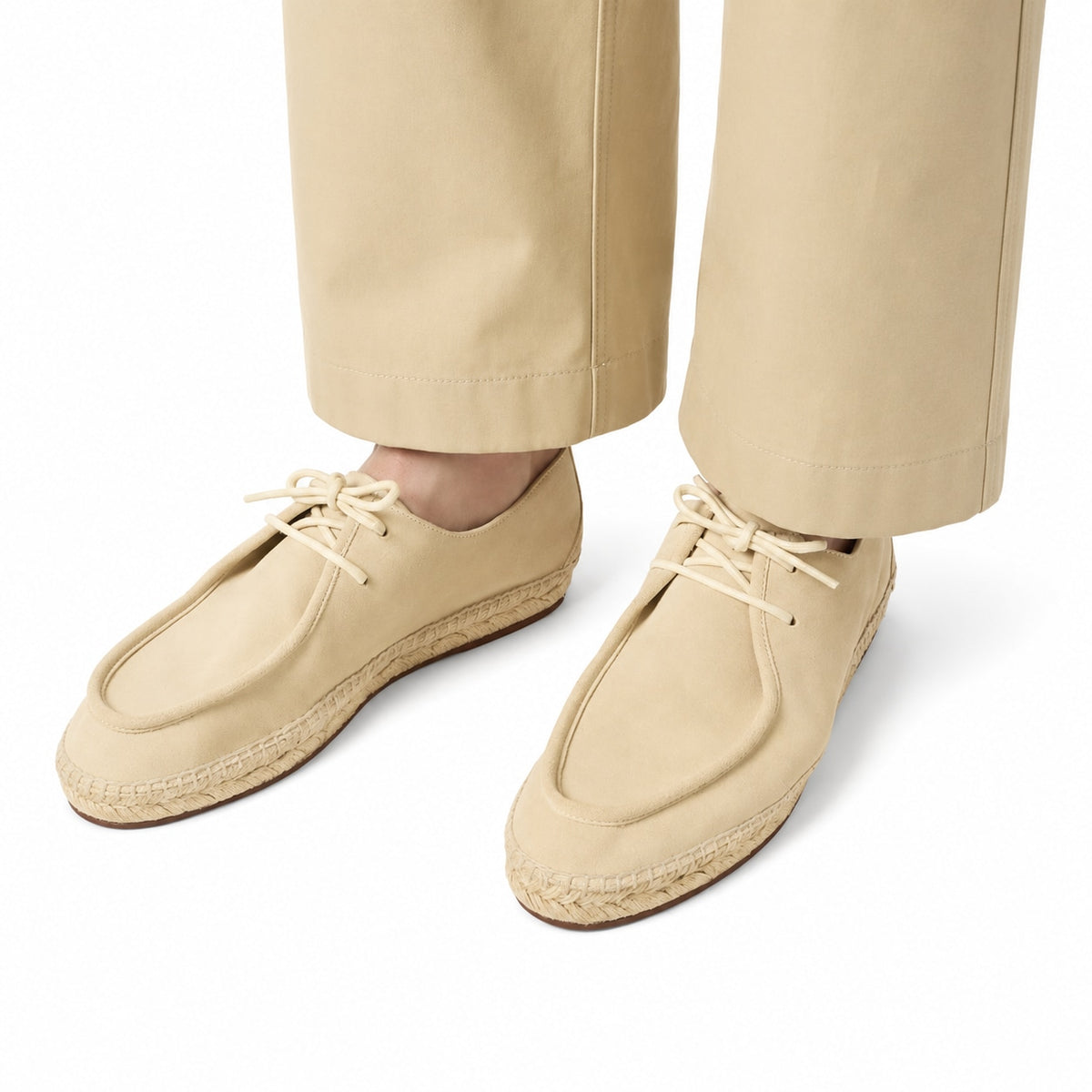 Calfskin Leather Espadrille with Rope Sole - Yogurt RF3OC3GOYH0